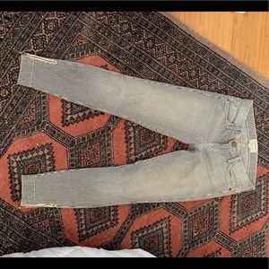 Current Elliot striped jeans.